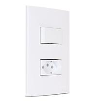 Conjunto Tomada 10A + Interruptor Paralelo Branco Sleek MarGirius