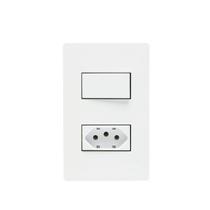 Conjunto Tomada 10A + Interruptor Simples Branco Infiniti Margirius