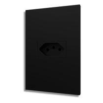 Conjunto Tomada 10a Simples Placa Horizontal Black - B.lux Conjunto Tomada 10a Simples Placa Horizontal Black - B.lux