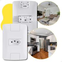 Conjunto Tomada 20A Tramontina Simples 250v 2P+T Aria Branca parafuso oculto