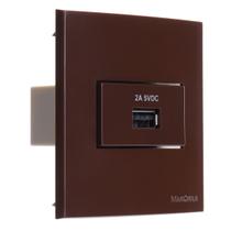 Conjunto Tomada Carregador Usb 2A Para Moveis 70x70 Drywall Sleek Marrom Margirius