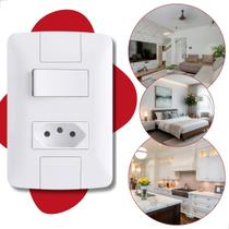 Conjunto Tomada Com Interruptor Tramontina 20a 250v Branca
