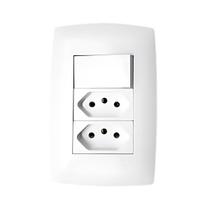 Conjunto Tomada Dupla 10A + 1 Tecla Simples C/ Placa B.Lux