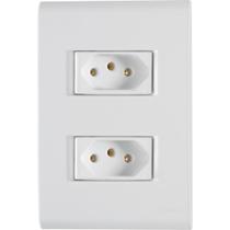 Conjunto tomada dupla 10a 2p+t 250v com placa tramontina liz