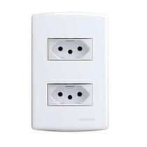 Conjunto Tomada Dupla 10A 2p+T 4x2 Branca Siena 6083 Alumbra