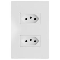 Conjunto Tomada Dupla 10A 4X2 Branco Satin Brs12169-1Br Conjunto Tomada Dupla 10A 4X2 Branco Satin Brs12169-1Br