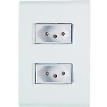 Conjunto Tomada Dupla 10A Branco 4X2 - Tramontina Liz Conjunto Tomada Dupla 10A Branco 4X2 - Tramontina Liz