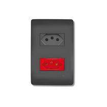 Conjunto Tomada Dupla 10a E 20a Vermelho Habitat Black Fame