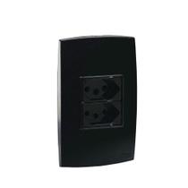 Conjunto Tomada Dupla 10A Preto Force Line