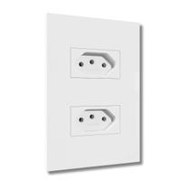 Conjunto Tomada Dupla Recta 20A Com Placa Branca - B.Lux Conjunto Tomada Dupla Recta 20A Com Placa Branca - B.Lux