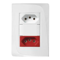 Conjunto tomada dupla vermelha branca 20a 250v pezzi tendenza 50000