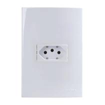 Conjunto Tomada Horizontal 10a 250v 4x2 Branco Sleek - Margirius Conjunto Tomada Horizontal 10a 250v 4x2 Branco Sleek - Margirius