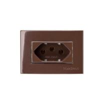 Conjunto Tomada para Móveis 2P+T 10A 250V Marrom Sleek MarGirius