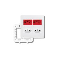 Conjunto Tomada Quádrupla 20a 4x2 Branca E Vermelha Habitat