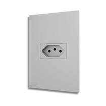 Conjunto Tomada Recta Satin 20A Com Placa Horizontal Cor Prata/Cinza/Grafite - B.Lux