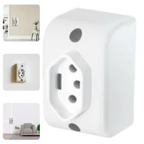 Conjunto Tomada Simples 10A 3P Sobrepor Branco Para Canaleta