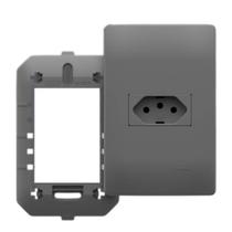 Conjunto Tomada Simples 20A 3 Pinos 4x2 Habitat Onix Chumbo