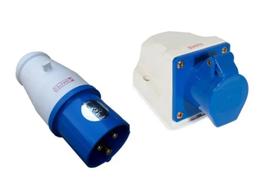 Conjunto Tomada Sobrepor+plugue 2p+t 6h 220vac/16a Azul Ip44
