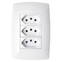 Conjunto Tomada Tripla 10A 4X2-Blux Home Branco -Bh10723-9Br