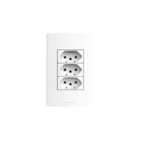 Conjunto Tomada Tripla 10A 4X2 Branca Inova Pro Alumbra Conjunto Tomada Tripla 10A 4X2 Branca Inova Pro Alumbra