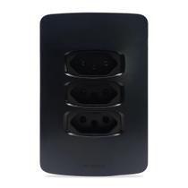 Conjunto Tomada Tripla 10A 4X2 Preto Gracia Maxx 85690