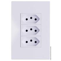 Conjunto Tomada Tripla 10A 4X2 Recta Branco Brg11216-1Br