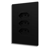 Conjunto Tomada Tripla 10a Recta C/ Placa 4x2 Black - B.lux