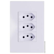 Conjunto Tomada Tripla 20A 4X2 Recta Branco Brg11228-3Br