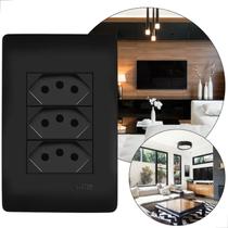 Conjunto Tomadas Fame 4x2 10A/20A 2pt 250v Cor Preto