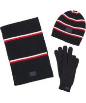 Conjunto Tommy Hilfiger Global Stripe: Cachecol, Gorro e Luvas