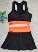 conjunto Top academia mais short Saia para exercicios pp,p,m,g,gg