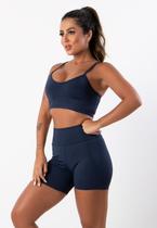Conjunto Top Alça Fina Suplex Liso e Short Suplex Liso Fitness