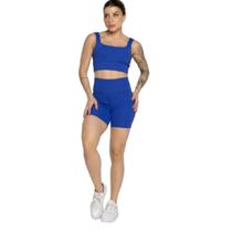 Conjunto Top Alça Grossa e Short Smart WLS Modas Alta Compressão Treino Academia Moda Fitness