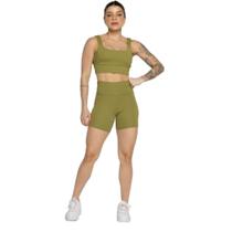 Conjunto Top Alça Grossa e Short Smart WLS Modas Alta Compressão Treino Academia Moda Fitness