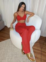 Conjunto Top Alças e Calça Cordão e Elástico na Cintura Ana Ruga Conjunto Top Alças e Calça Cordão e Elástico na Cintura Ana Ruga