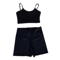 Conjunto top alcinha e short cintura alta poliamida zero transparencia