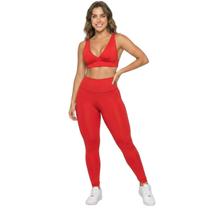 Conjunto Top Bojo Costa Cruzada e Calça Suplex Vekyo Roupa Para Academia Moda Fitness Musculação Tamanho:MCor:Vermelho