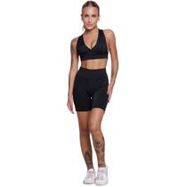 Conjunto Top Com Bojo e Bermudinha Bella Fiore Roupa Para Academia Treino Moda Fitness
