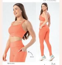 Conjunto Top Com Bojo E Legging Bolso Lateral Selene Fitnes Conjunto Top Com Bojo E Legging Bolso Lateral Selene Fitnes