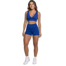 Conjunto Top Com Bojo E Short Suplex Vekyo Roupa Para Academia Treino Moda Fitness Musculação Cor:AzulTamanho:MGênero: