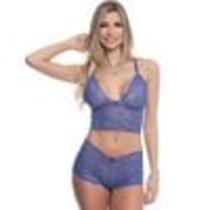 Conjunto top com caleçon todo rendado sensual love