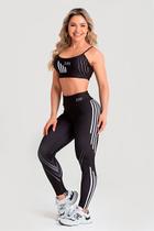 Conjunto Top Conforto Alça Fina Cós Cintura e Calça Legging PRETO