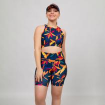 Conjunto Top Cropped com Bojo + Short Praia Fitness + Brinde Viseira Estampada UV50+ Piscina Conjunto Top Cropped com Bojo + Short Praia Fitness + Brinde Viseira Estampada UV50+ Piscina