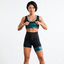 Conjunto Top e Bermuda Emborrachada C/Cinta Efeito Sauna TAMANHO:S/M