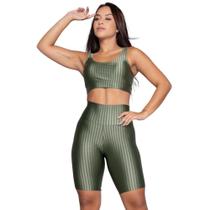 Conjunto Top e Bermuda New Zig 3D Bella Fiore Bojo Compressão Academia Treino Moda Fitness
