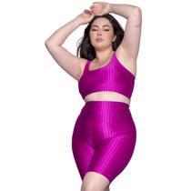 Conjunto Top e Bermuda Plus Size New Zig 3D Vekyo Básico Roupa Para Academia Musculação Moda Fitness