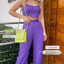 Conjunto top e calça de viscose