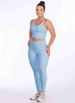 Conjunto Top e Calça Fosco Não Marca Zero Transparência Top Decote Nas Costas Legging Com Bolso Cintura Alta