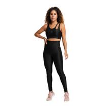 Conjunto Top e Legging Canelado Poliamida Preto Massam Fitness