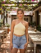 Conjunto Top e Saia De Crochê Feminino Saída de Praia Moda Artesanal Ajustável Confortável C57 - Conjunto Top e Saia De Crochê Feminino Saída de Praia Moda Artesanal Ajustável Confortável C57 -